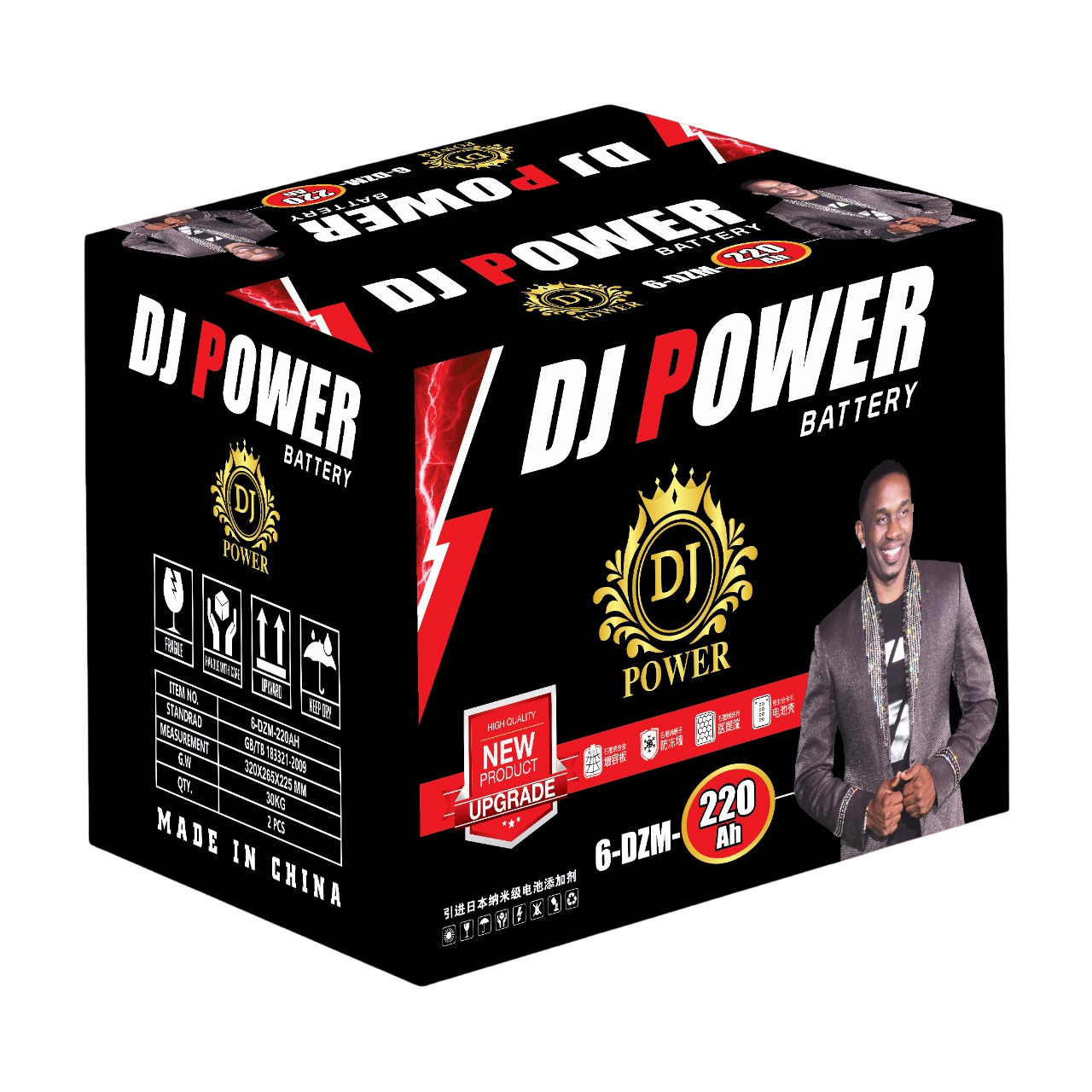 DJ Power 6-DZM-220AH Rickshaw Battery (2PCS, 220Ah)